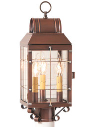 Martha's 3-Light Exterior Post Lantern in Antique Copper.